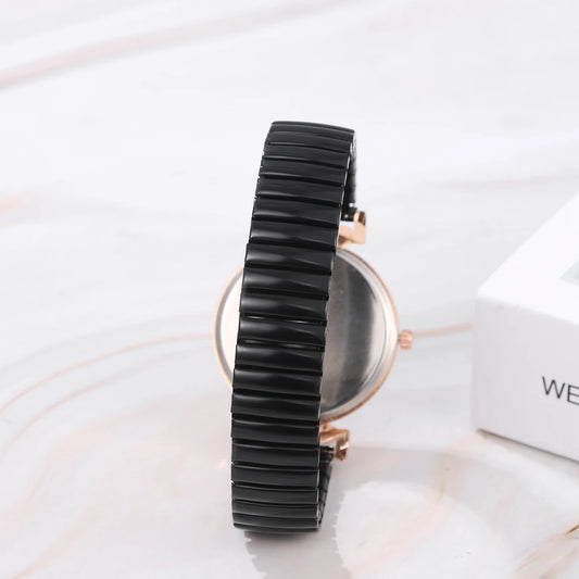 LANCARDO Elastic Bracelet Diamond Watch Women's Digital Scale Hard Steel Bracelet Waterproof Analog Quartz Fashion Women's Watch