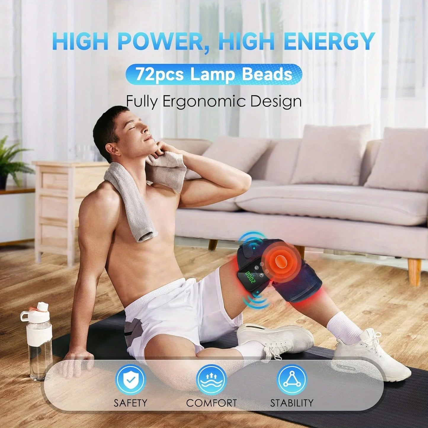 Button controlled heated vibration knee pads with 3 vibration and 3 heating settings, 4000mah, heated massage knee pads for knee