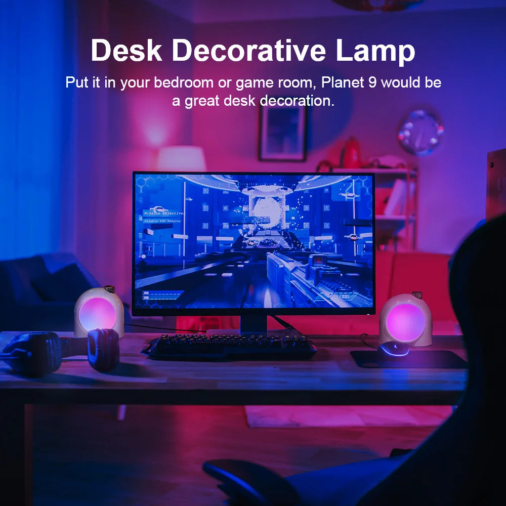 Divoom Planet-9 Decorative Mood Lamp with Programmable RGB LED Light Effects, Neon Light Atmosphere Bedside Lamp, Music Control