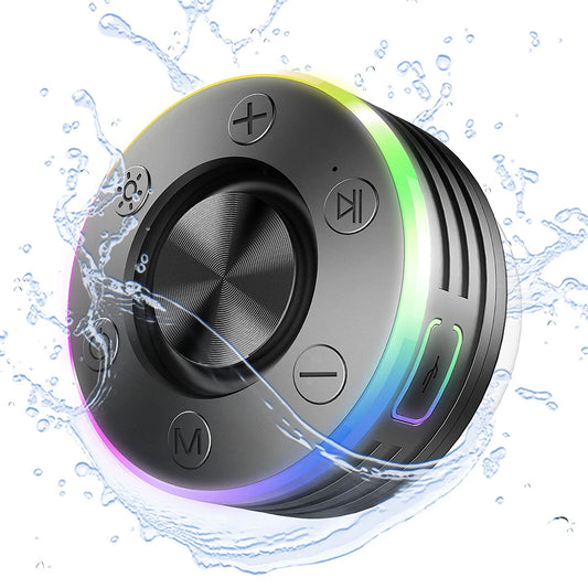 Waterproof Mini Speaker Hands-Free Call/FM Radio Bluetooth-Compatible 5.2 Stereo Subwoofer Built-in Mic for Bathroom Sing-Along