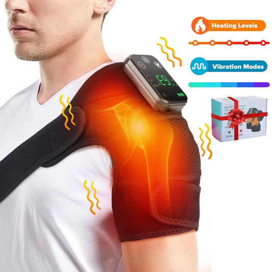 Heated Shoulder Heating Massage Belt Rechargeable Vibration Pad Electric Arm Muscle Relax Machine 3 Gear Shoulder Support Brace