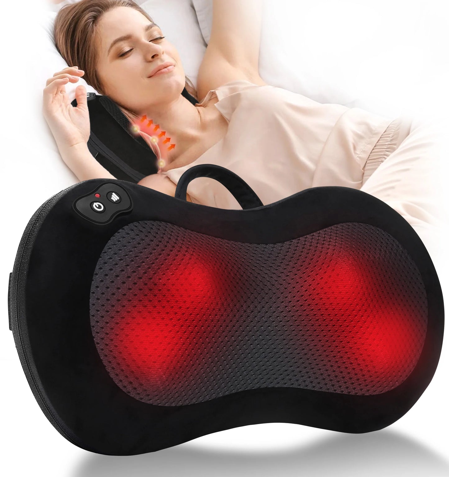 Luxury Electric Shiatsu Neck Back Massager Kneading Massage Pillow with Heating for Pain Relief Gift for Men Women Home Office