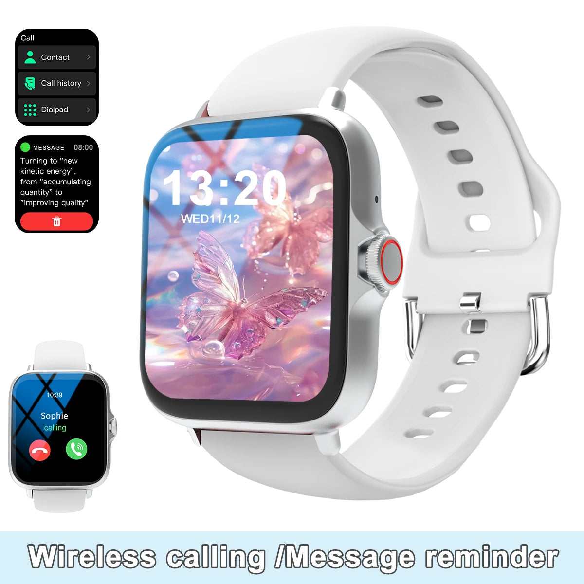 Smartwatch has call function, message notification, ultra-thin design, compatible with Android and iPhone, neutral gift, multipl