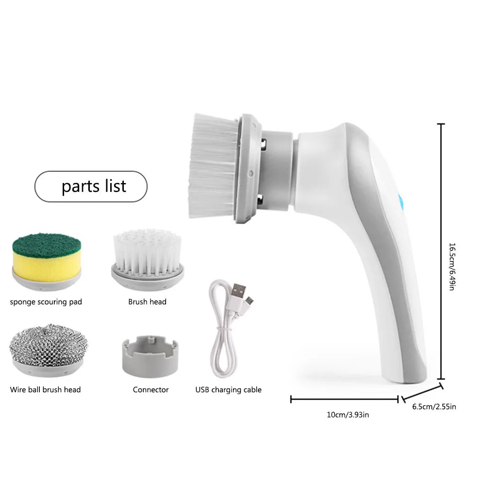 Handheld Scrubber Brush 360 Degree Rotation Electric Brush Cleaner 3 Replaceable Brush Heads Bathroom Kitchen Cleaner
