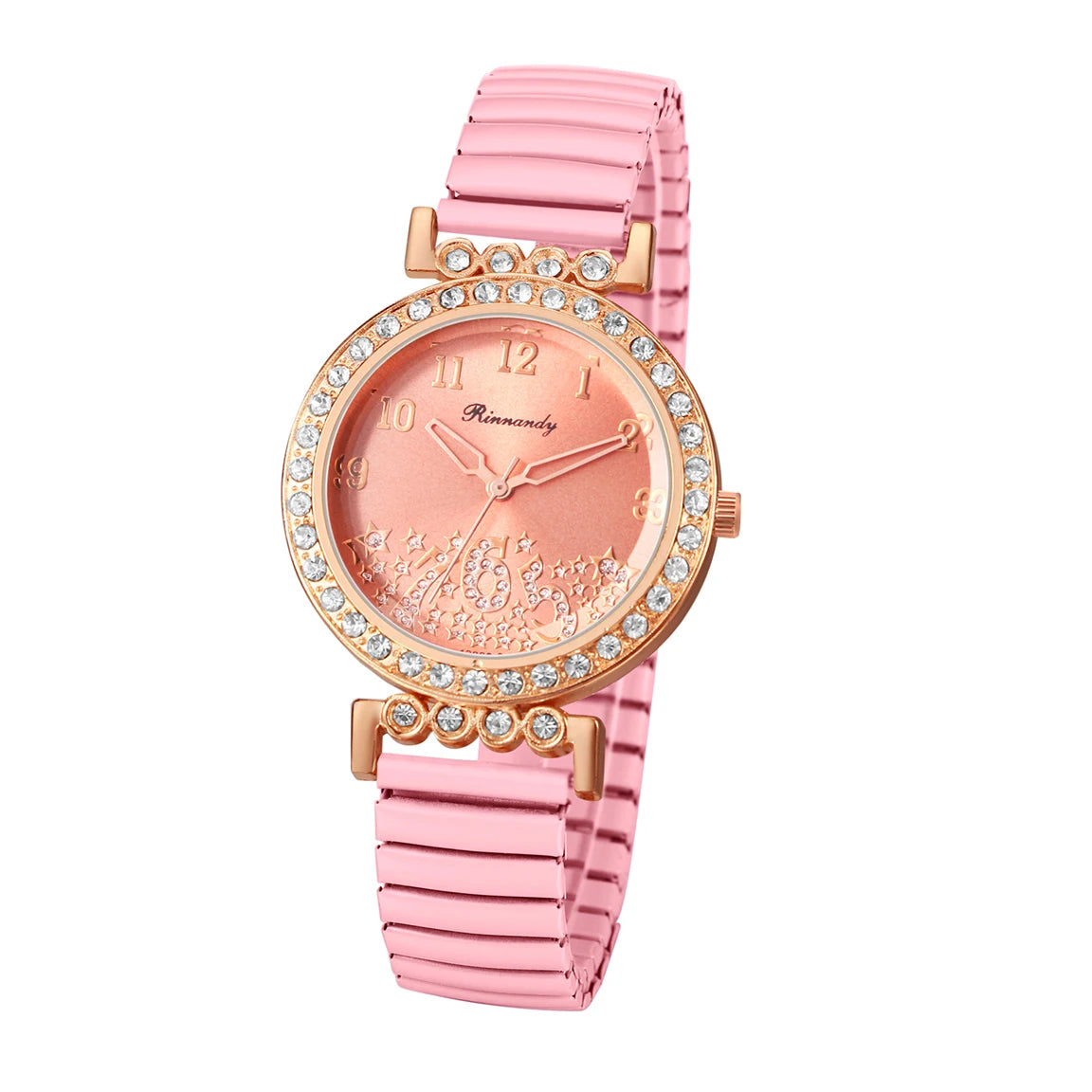 LANCARDO Elastic Bracelet Diamond Watch Women's Digital Scale Hard Steel Bracelet Waterproof Analog Quartz Fashion Women's Watch