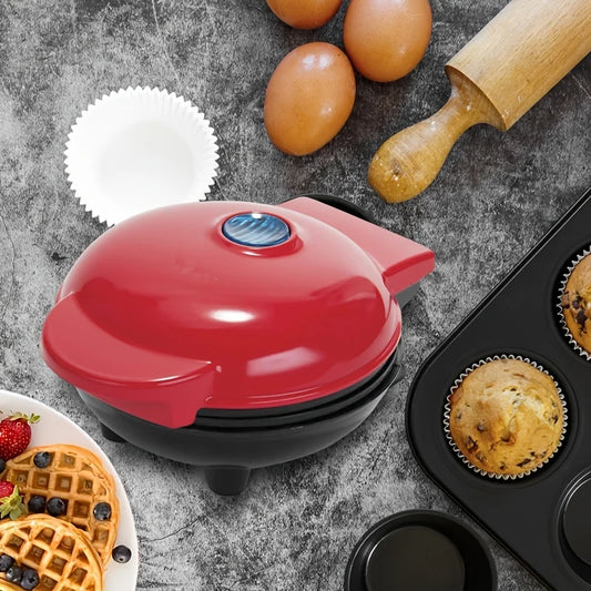 Red Mini Waffle Maker, Electric Non-Stick Mini Waffle Maker, Hash Browns, Sandwiches, Eggs Electric Pancake Pan