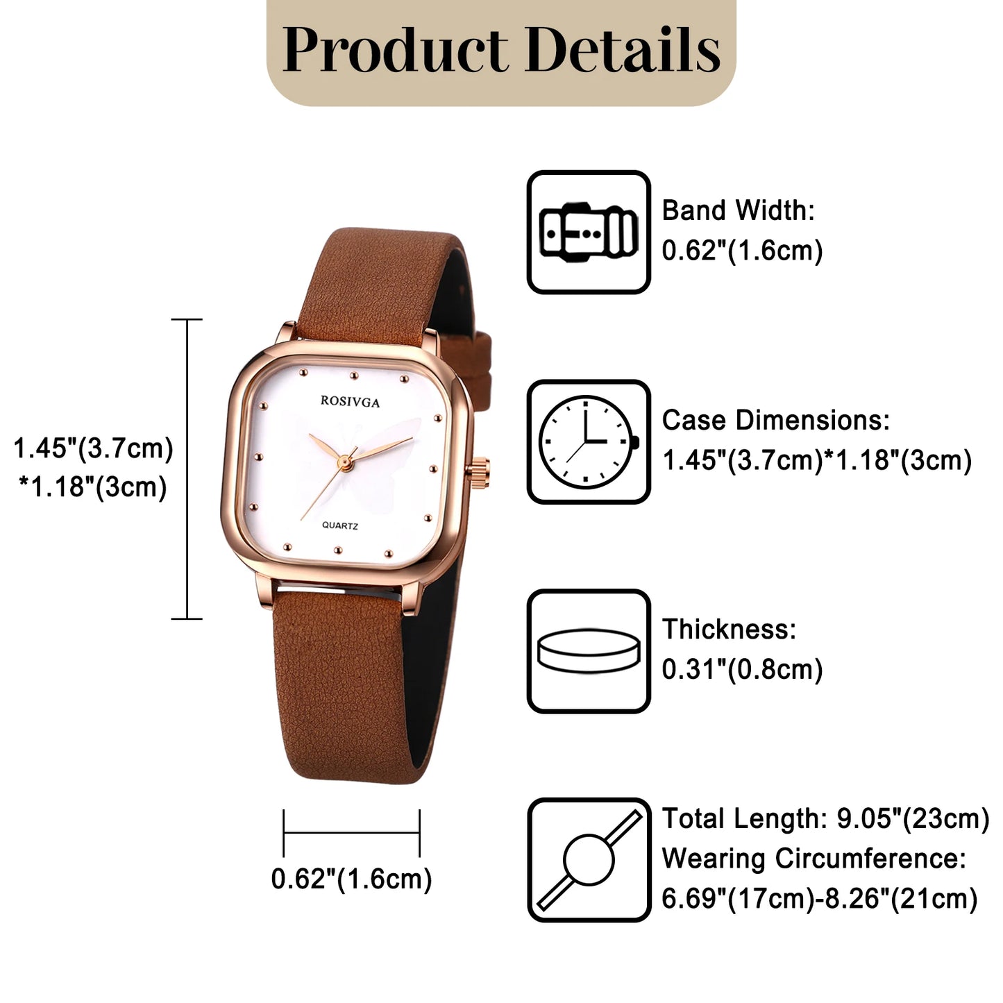 LANCARDO Leather Strap Ultra-thin Quartz Women's Watch Polka Dot Dial Butterfly Decorative Dial Exquisite Fashion Women's Watch