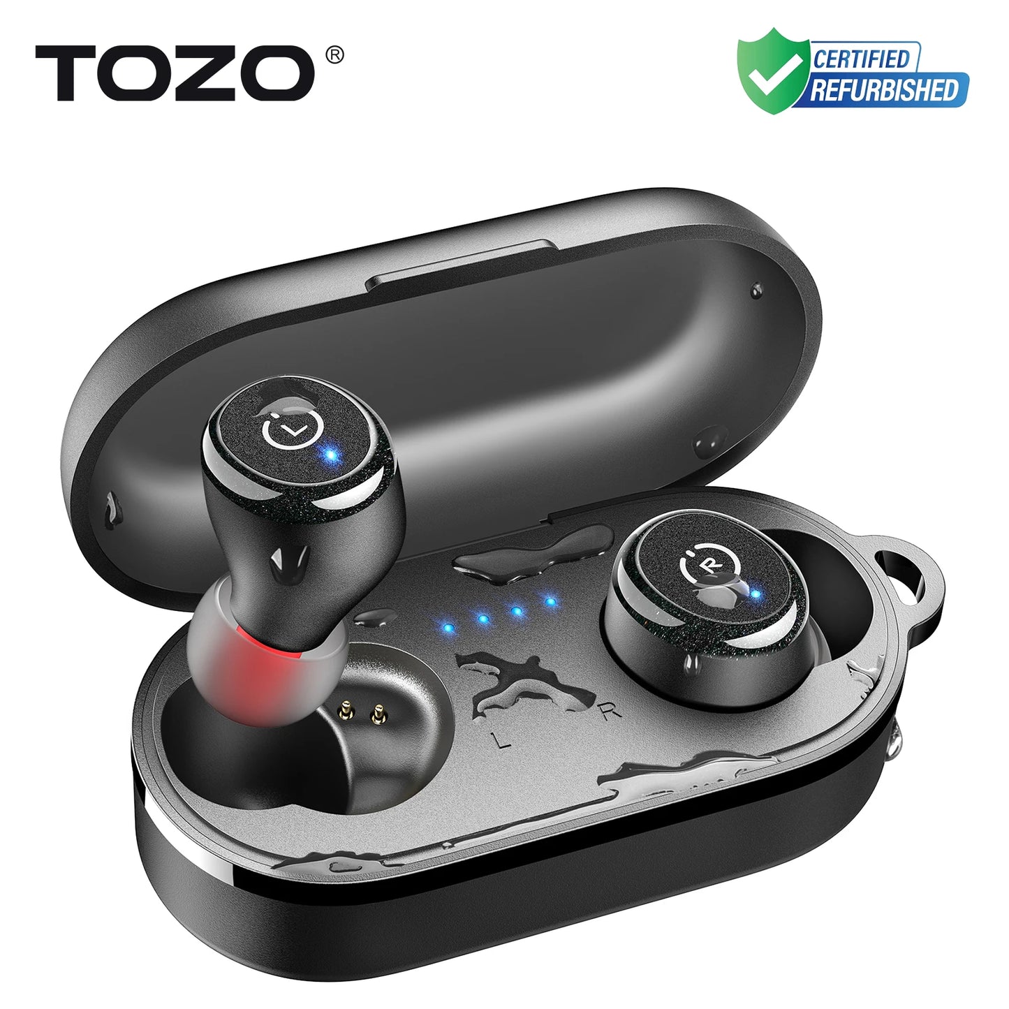 Refurbished TOZO Ergonomic Headsets TWS Earbuds AI Via APP Wireless Touch Control  IPX8 HiFi Sound Stereo for IOS Android PC