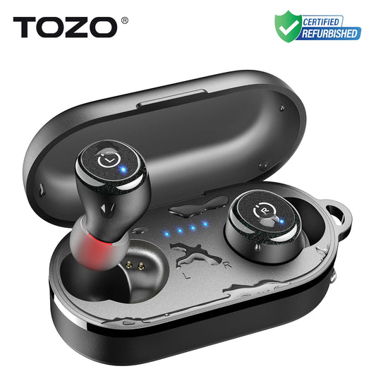 Refurbished TOZO Ergonomic Headsets TWS Earbuds AI Via APP Wireless Touch Control  IPX8 HiFi Sound Stereo for IOS Android PC