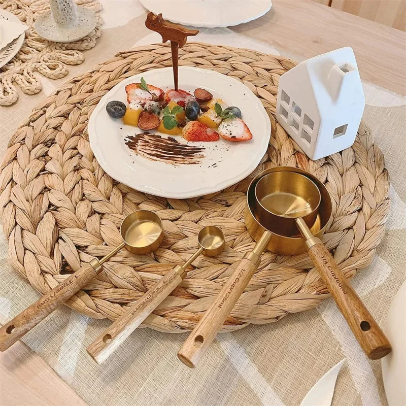 Gold Measuring Cups & Spoons Set (8-Piece) - Durable, Easy Storage for Home Baking & Daily Cooking kitchen gadgets