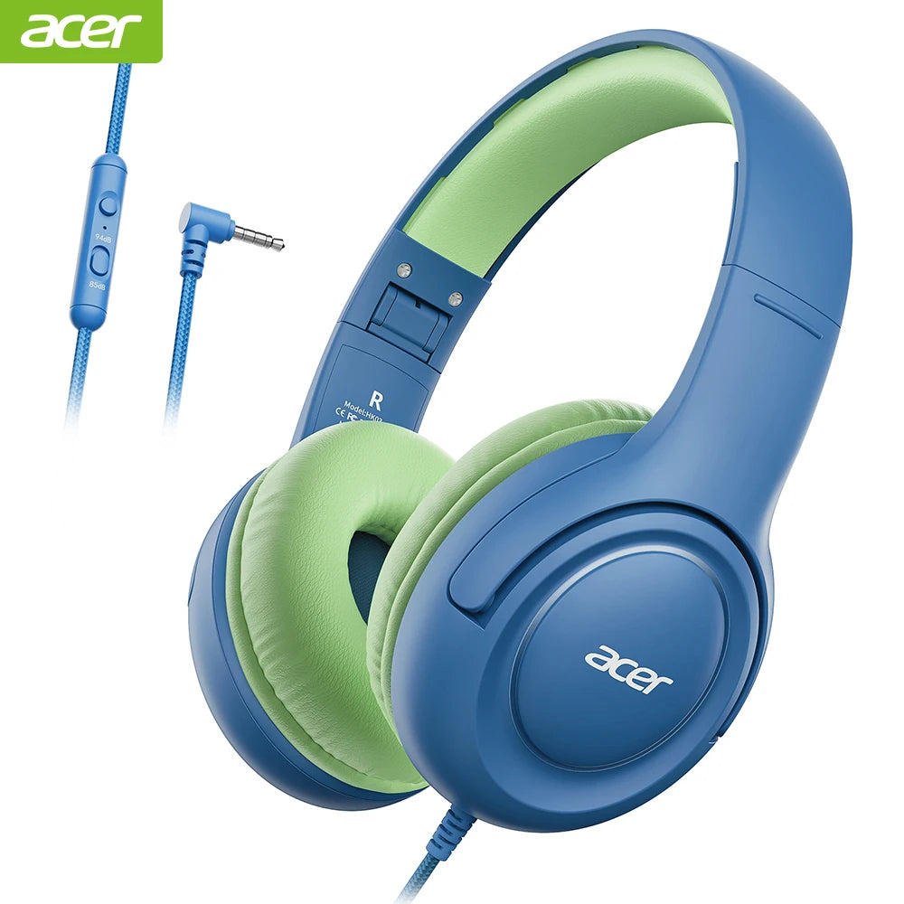 Acer Kids Headphones Wired for School 85/94dB Volume Limiter Foldable Stereo Sound Headset for Kids Learning Tablet IPad PC