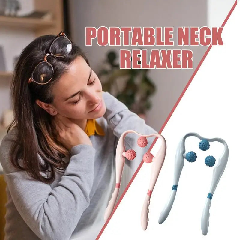 Massage Roller For Neck Handheld Neck Relief Massager Handheld Cervical Relaxer With 3 Balls Portable Electric Massaging Tool