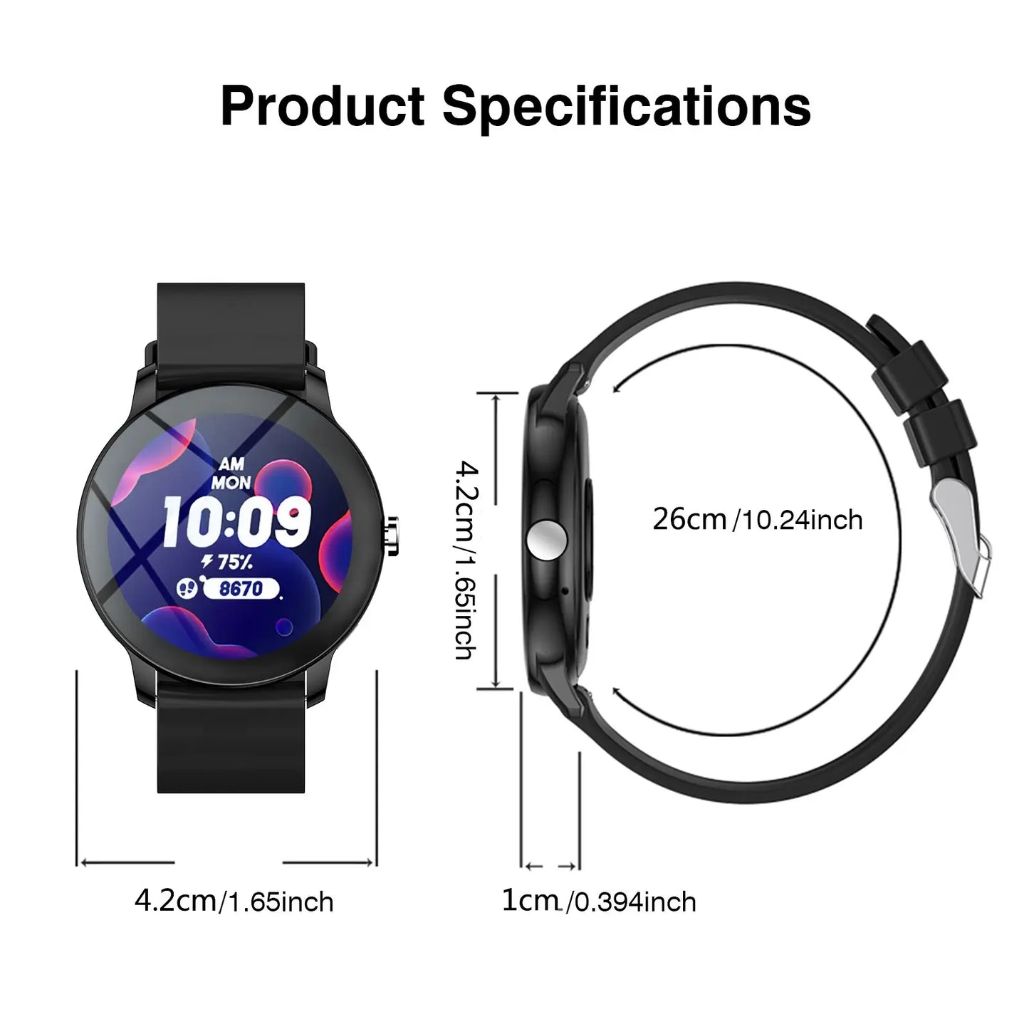 Smart Watch, Unisex, Full Touchscreen, Bluetooth 5.2, Call Watch, Fitness Tracker Compatible with Android and IPhone.