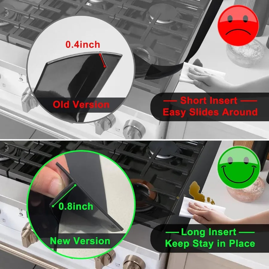 Silicone Stove Counter Gap Cover Filler by 25" Long Sealing Spills Between Kitchen Appliances Washing Machine and Stovetop Set