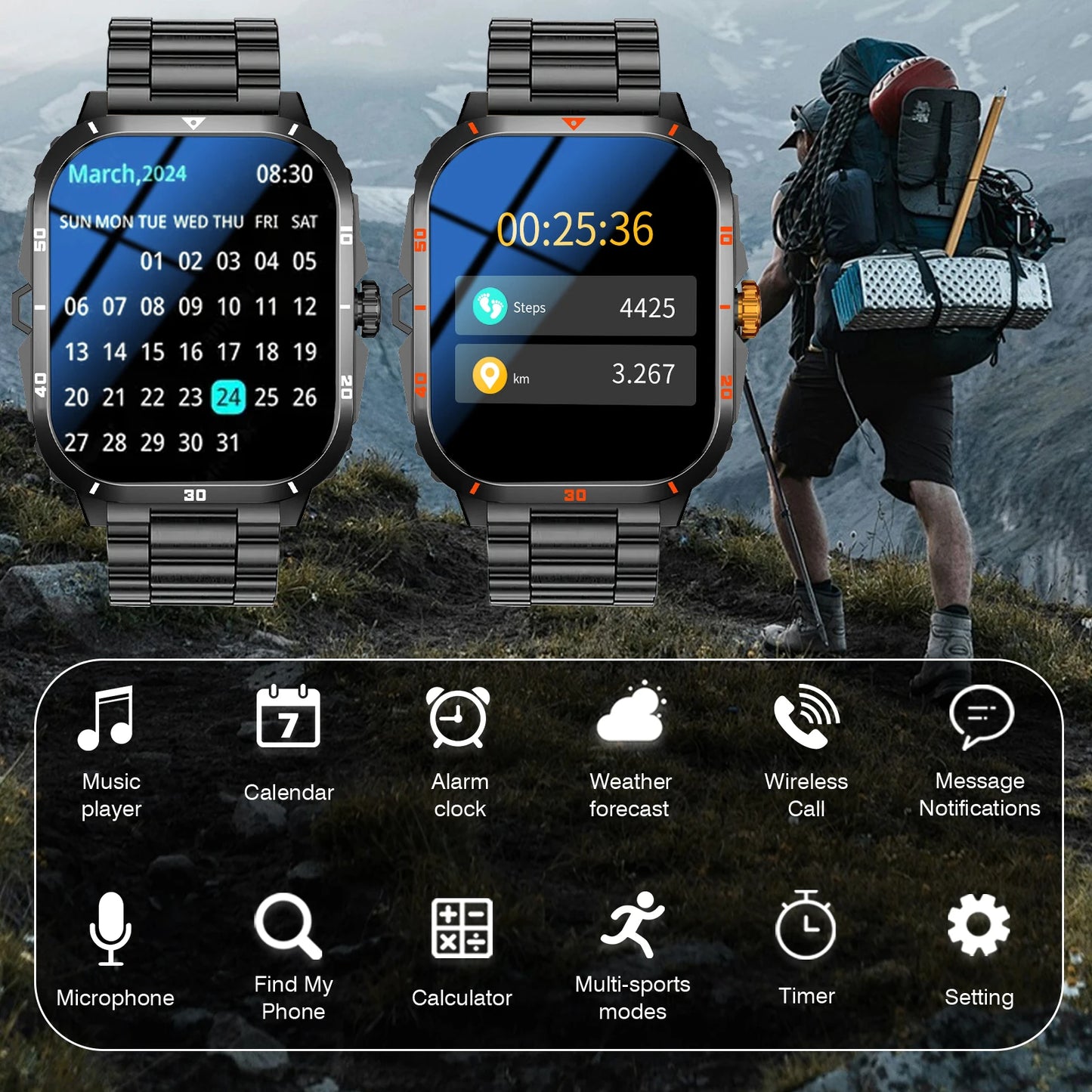 Call Answer Message Smartwatch 2025, Fitness Tracker Pedometer Health Monitoring