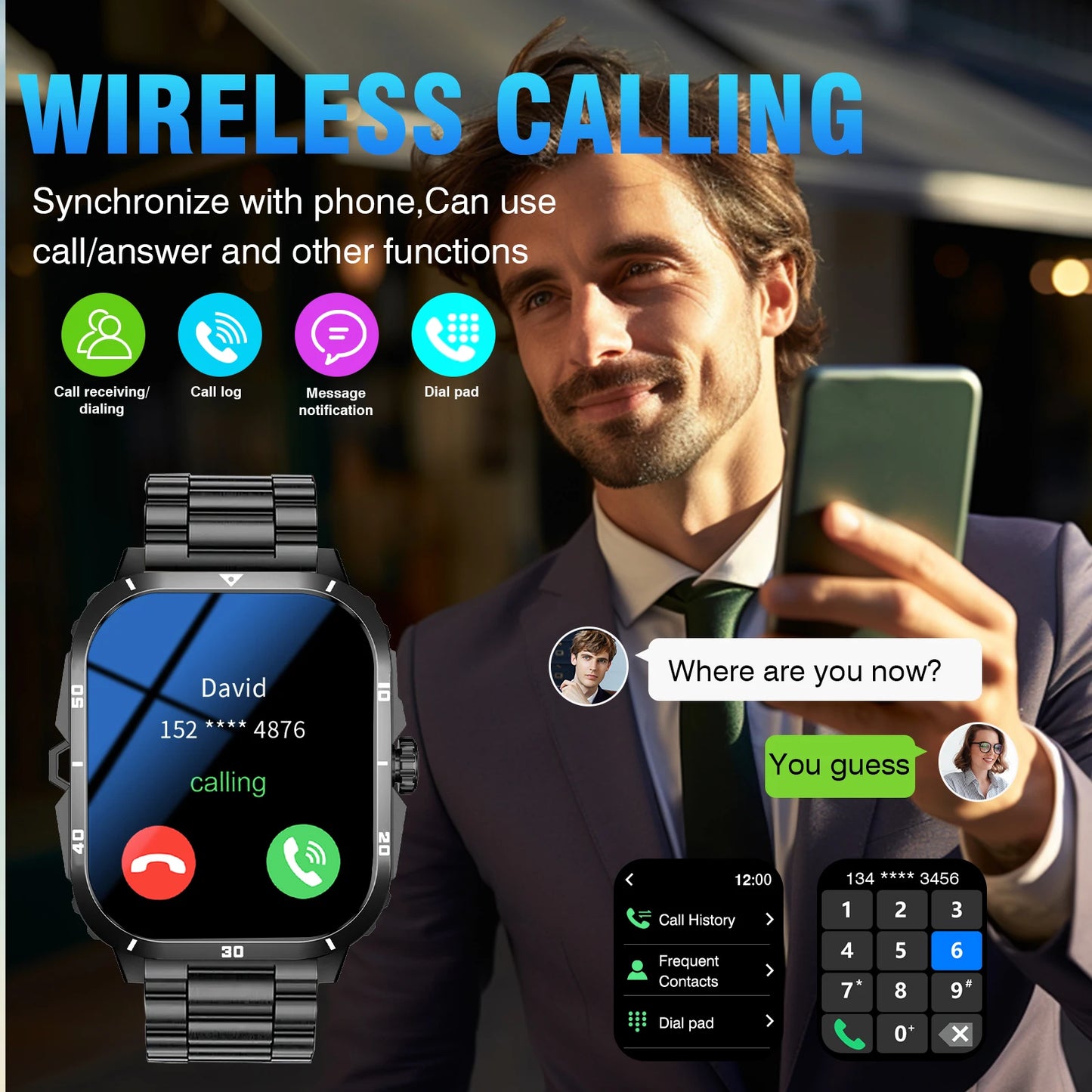 Call Answer Message Smartwatch 2025, Fitness Tracker Pedometer Health Monitoring