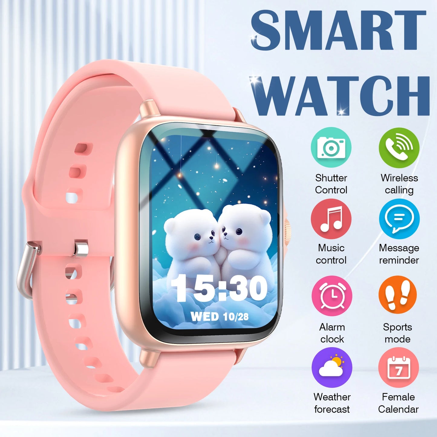 Smartwatch has call function, message notification, ultra-thin design, compatible with Android and iPhone, neutral gift, multipl