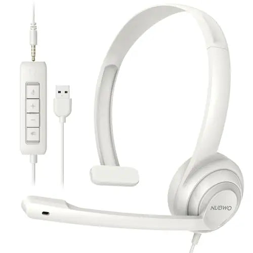 NUBWO HW02 USB Headset with Mic Noise Cancelling Ultra Comfort Computer Headset for Laptop pc On-Ear Wired Office Call Center