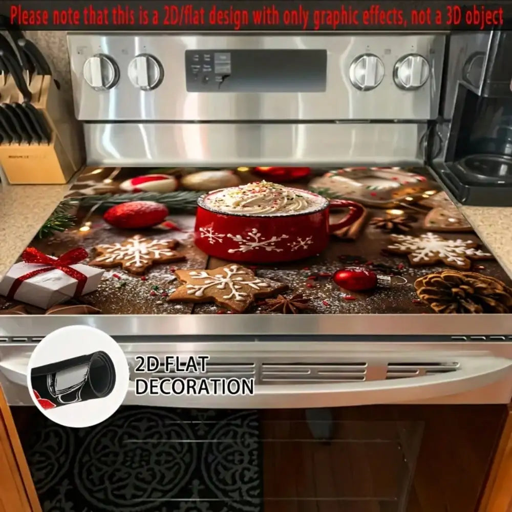 1pc 28.3x20.5 2D Christmas Stove Cover: Anti-Slip Heat-Resistant for Home Appliances & Kitchen Decor