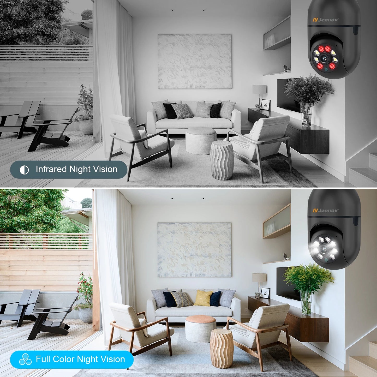 Jennov 3MP Light Bulb Security Camera 360°/2k HD Wireless Camera 2.4/5 Ghz Wi-Fi Light Socket Camera Video Home Security Monitor