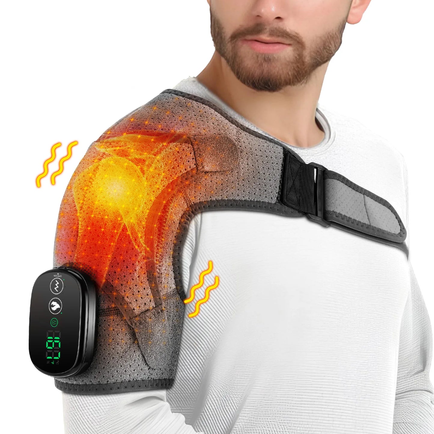Heated Shoulder Heating Massage Belt Rechargeable Vibration Pad Electric Arm Muscle Relax Machine 3 Gear Shoulder Support Brace