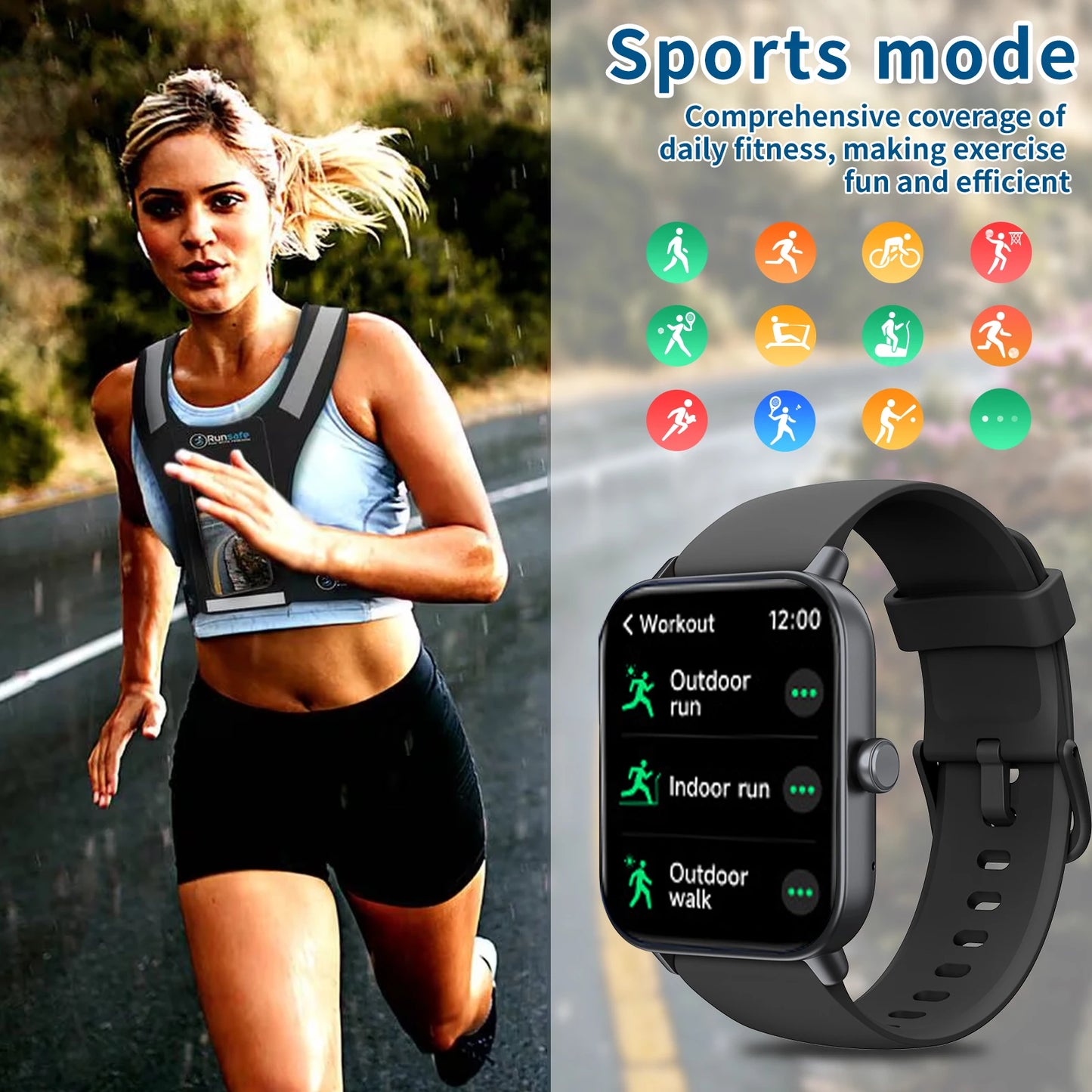 2025 Alexa-Compatible Smart Watch: Wireless Calling, Step Counter & Long Battery, Square Screen Silicone Strap for Men Women