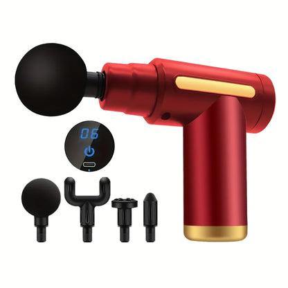 Portable digital fascia gun, convenient electric massager, LED display screen with six adjustable levels,silent and long-lasting