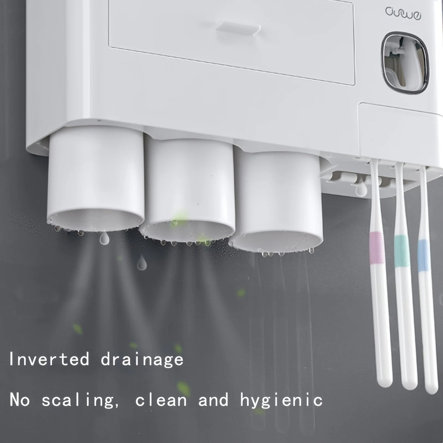 Toothbrush Holders for Bathrooms - White Plastic Wall-Mounted Toothbrush Holder with Toothpaste Dispenser, Cosmetic Drawer, and