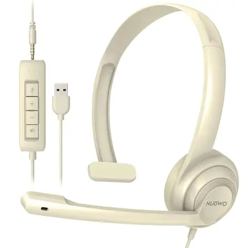 NUBWO HW02 USB Headset with Mic Noise Cancelling Ultra Comfort Computer Headset for Laptop pc On-Ear Wired Office Call Center