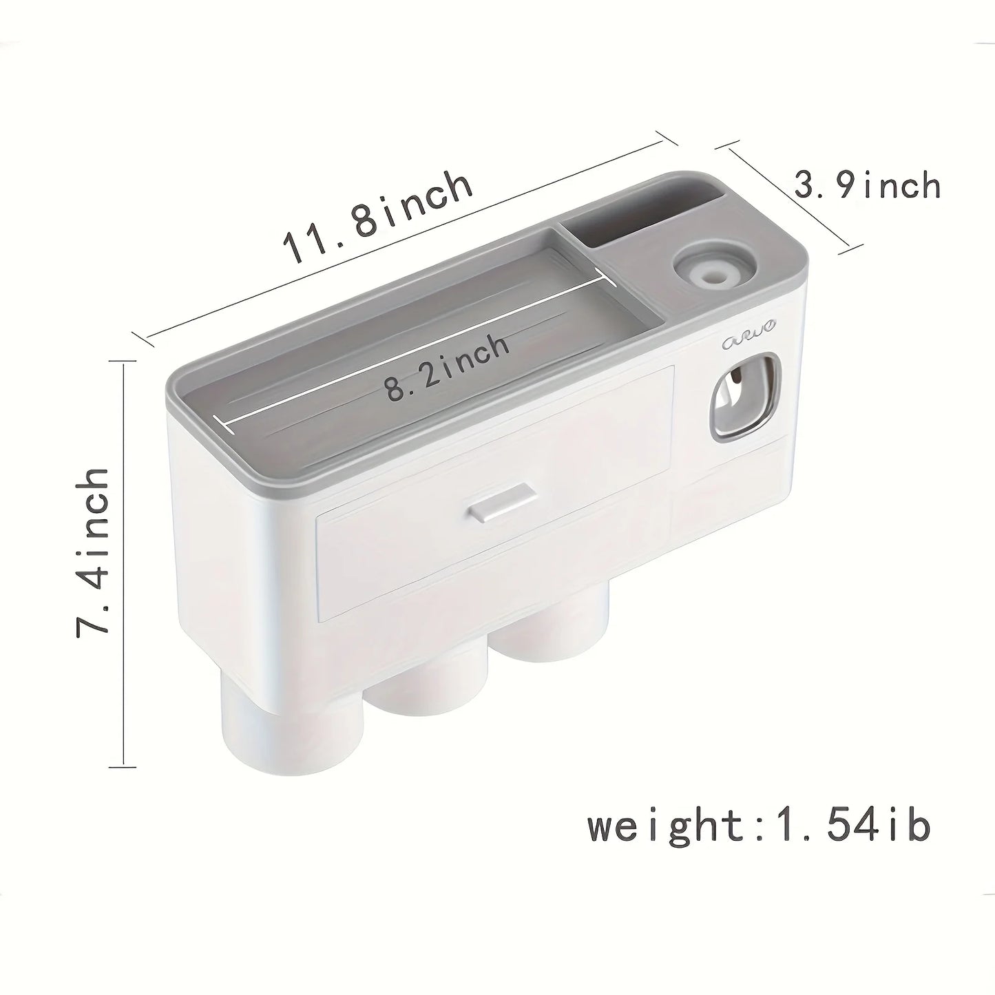 Toothbrush Holders for Bathrooms - White Plastic Wall-Mounted Toothbrush Holder with Toothpaste Dispenser, Cosmetic Drawer, and