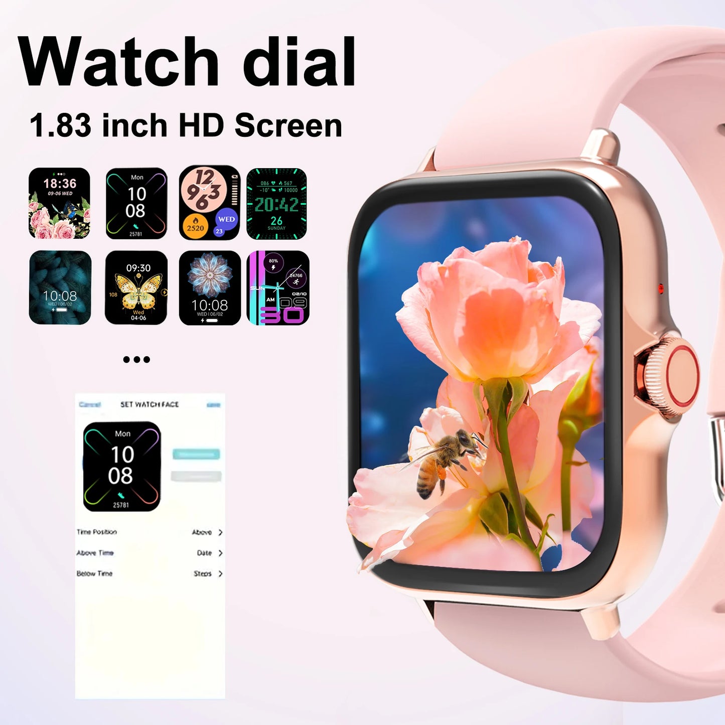 Smartwatch has call function, message notification, ultra-thin design, compatible with Android and iPhone, neutral gift, multipl