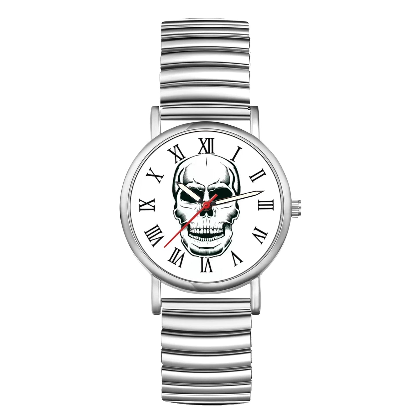 LANCARDO Halloween Skull Ultra thin analog quartz watch Roman numerals scale elastic retractable band unisex student watch