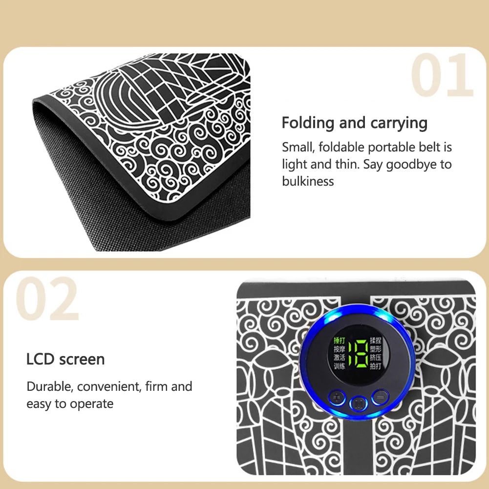 EMS Massage Pad 8 Modes Foot Circulation Massager USB Rechargeable Leg Muscle Stimulator Remote Control for Relax Feet and Legs