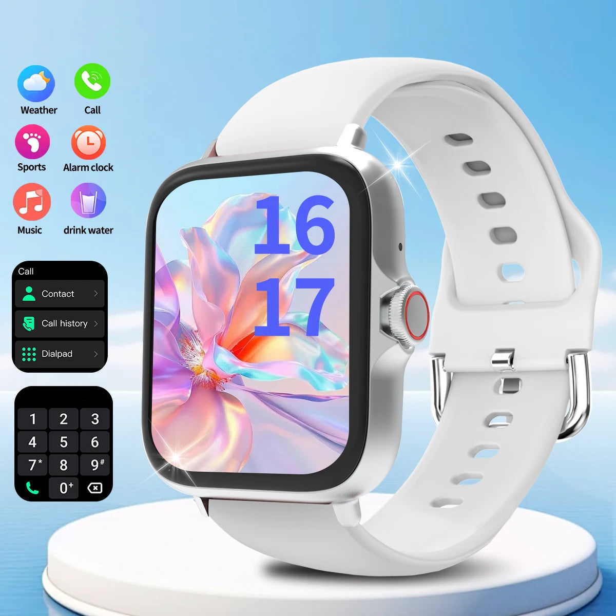 Smartwatch has call function, message notification, ultra-thin design, compatible with Android and iPhone, neutral gift, multipl