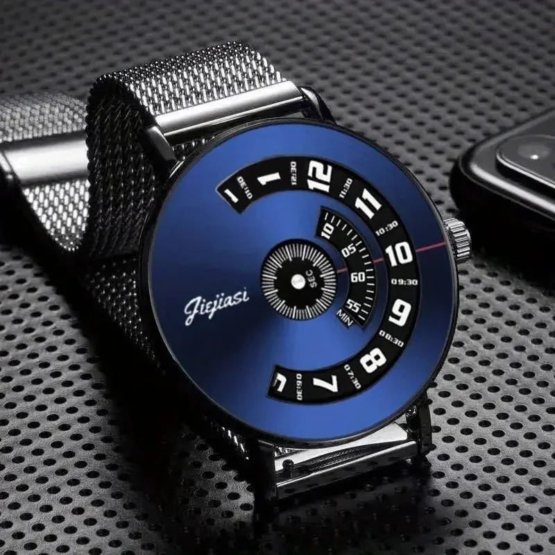 Men's Novelty Watch with Unique Roulette Design and Waterproof Functionality