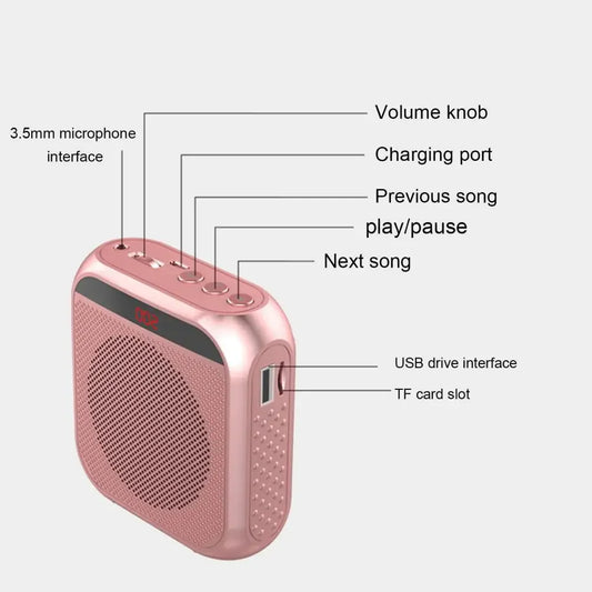 2200mA Portable Voice Amplifier Megaphone For Teachers 8W Rechargeable Audio Speaker Loudspeaker With Microphone for Tour Guide