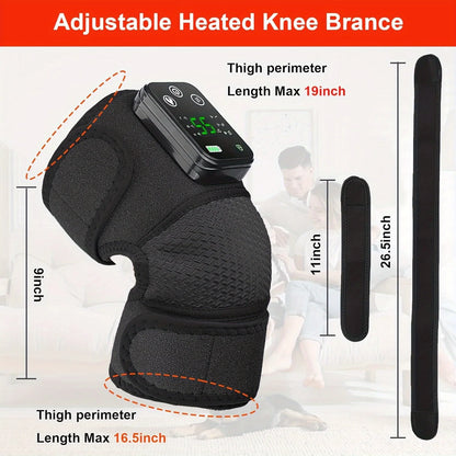 Button controlled heated vibration knee pads with 3 vibration and 3 heating settings, 4000mah, heated massage knee pads for knee
