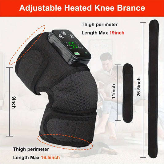 Button controlled heated vibration knee pads with 3 vibration and 3 heating settings, 4000mah, heated massage knee pads for knee