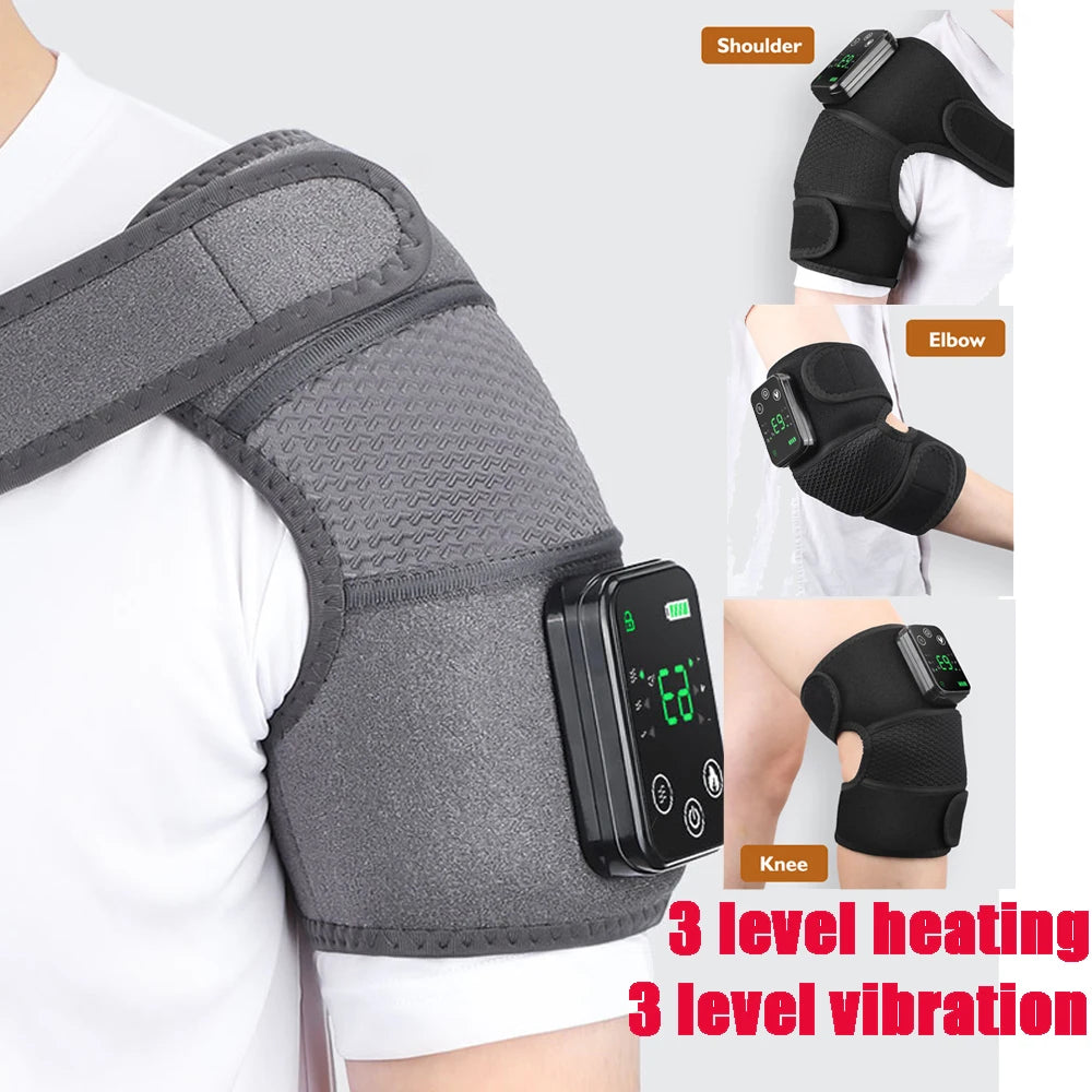 Heated Shoulder Heating Massage Belt Rechargeable Vibration Pad Electric Arm Muscle Relax Machine 3 Gear Shoulder Support Brace