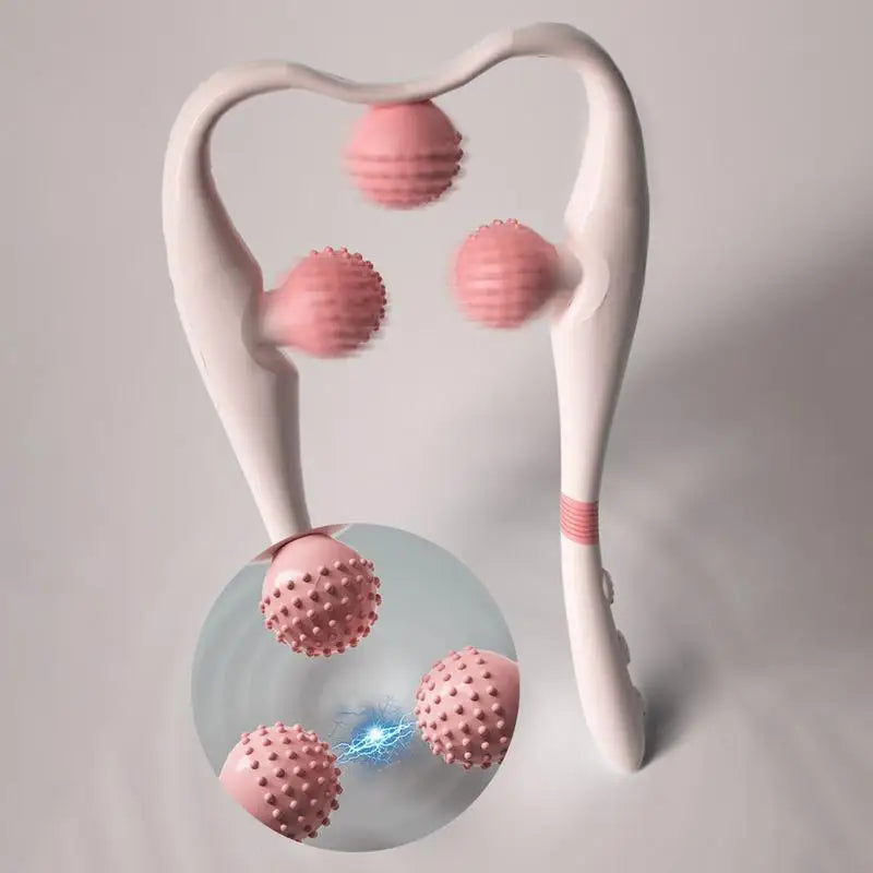 Massage Roller For Neck Handheld Neck Relief Massager Handheld Cervical Relaxer With 3 Balls Portable Electric Massaging Tool