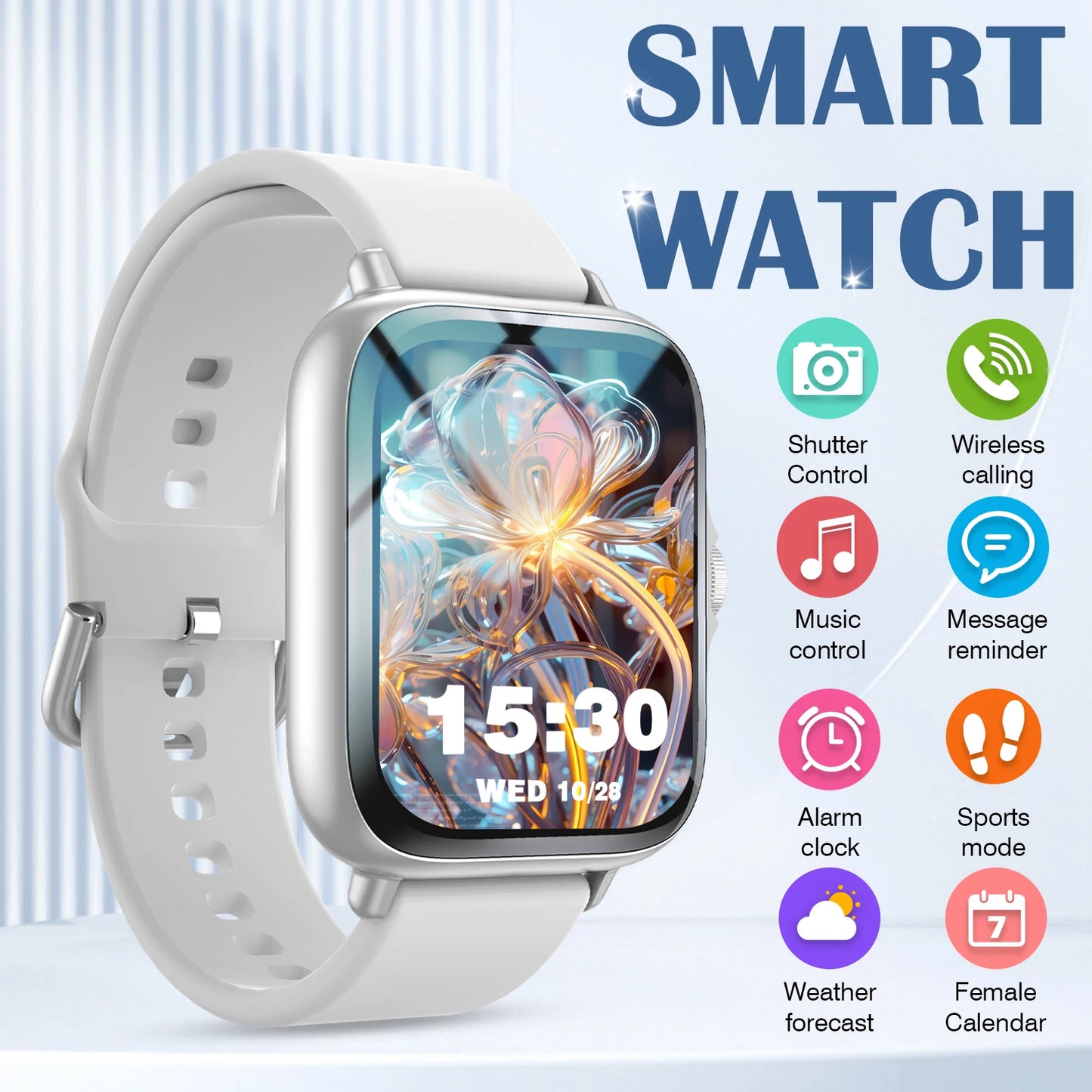Smartwatch has call function, message notification, ultra-thin design, compatible with Android and iPhone, neutral gift, multipl