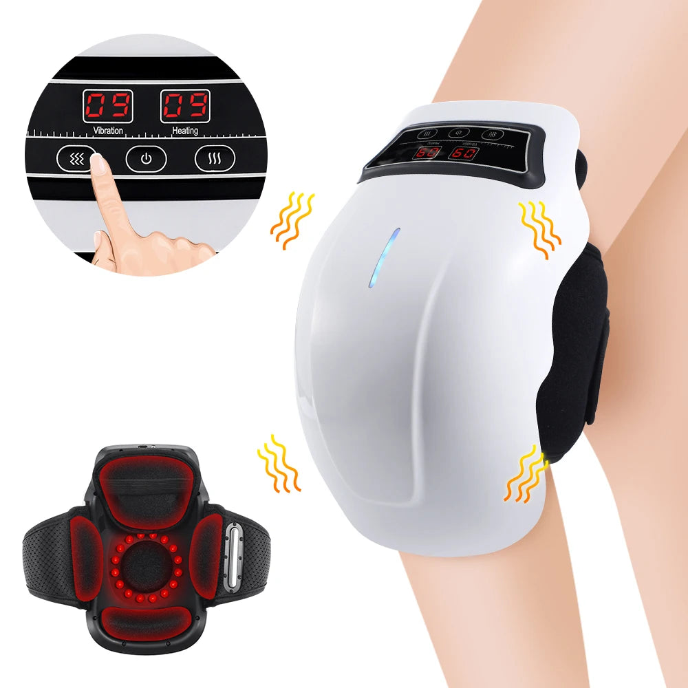 US Stock Electric Knee Massager 3 Gear Hot Compress Knee Massage Knee Support Pad Shoulder Massager Relive Joint PainRechargeabl