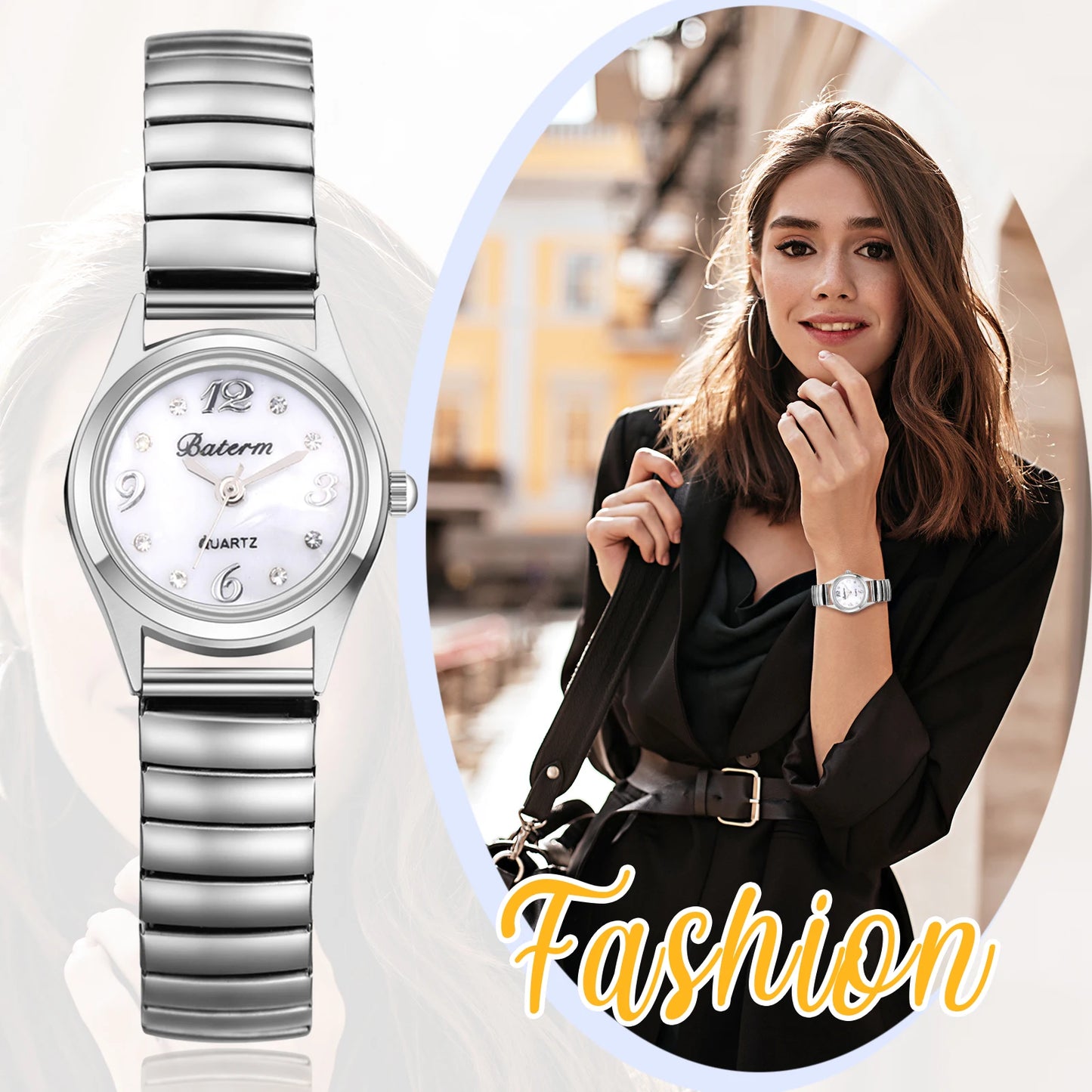 Elastic Strap Women's Watch Delicate Small Dial Waterproof Analog Quartz Digital Polka Dot Scale Fashion Women's Small Watch