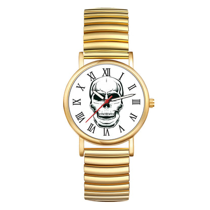 LANCARDO Halloween Skull Ultra thin analog quartz watch Roman numerals scale elastic retractable band unisex student watch