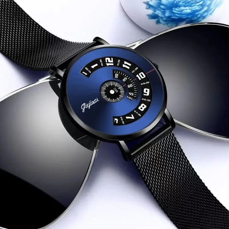 Men's Novelty Watch with Unique Roulette Design and Waterproof Functionality