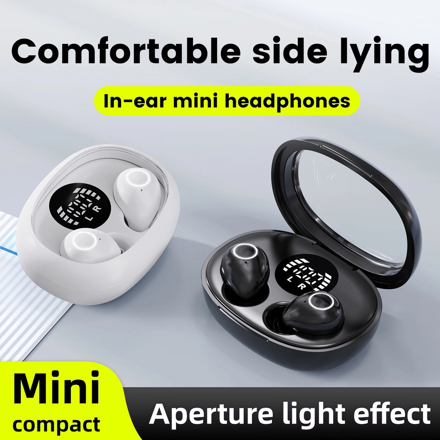 Invisible Sleep Wireless Bluetooth Earphone Headset with Mic，Smallest Tiny Earbuds Hidden Headphones Small Ears Sleep Buds