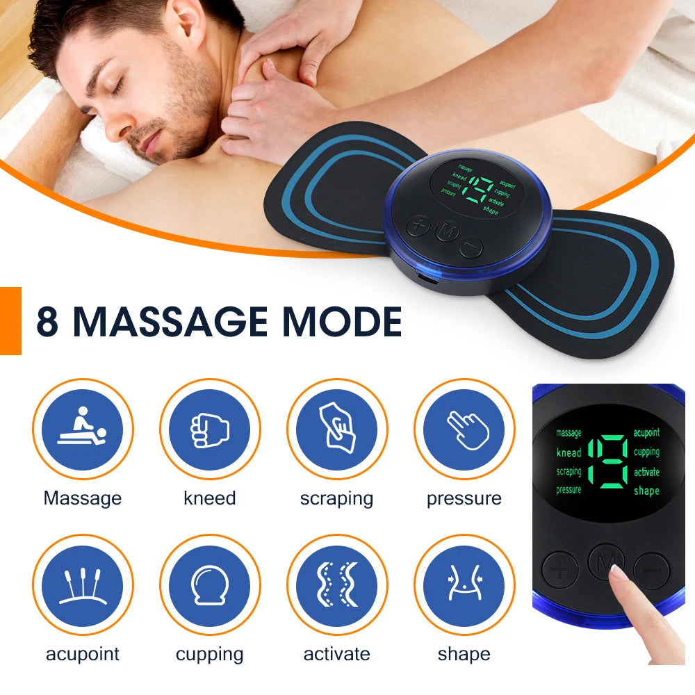 Remote Control EMS Neck Massager Mini Cervical Back Patch Stimulator Massageador Mat Portable Gel Pad Stickers Slim