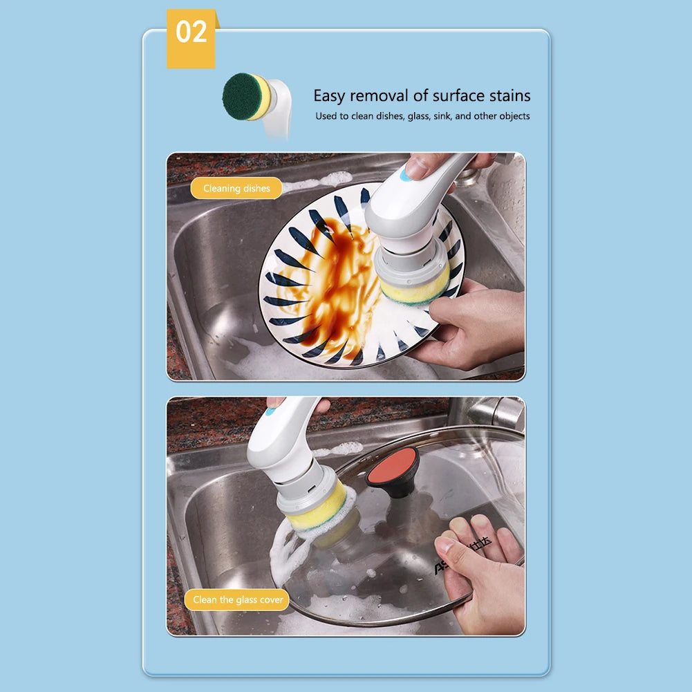 Handheld Scrubber Brush 360 Degree Rotation Electric Brush Cleaner 3 Replaceable Brush Heads Bathroom Kitchen Cleaner