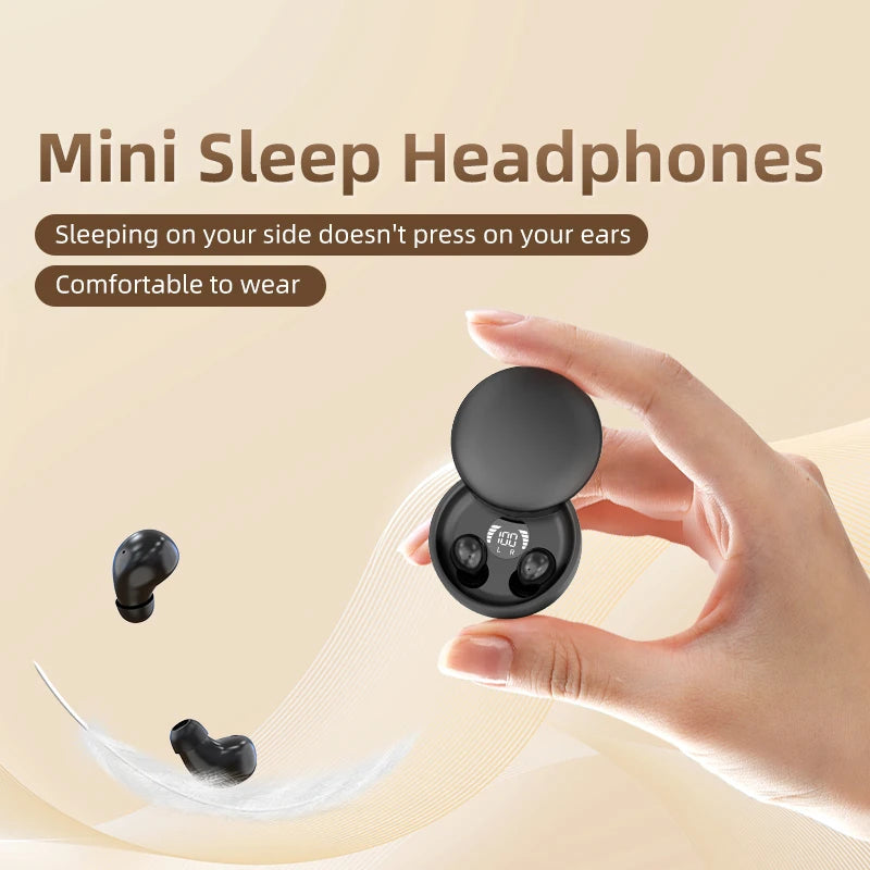 Wireless Bluetooth sleeping Headphones Noise canceling earbuds Hidden Headset Mini Invisible Earphones With Mic Sport Waterproof