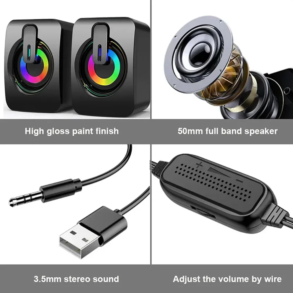 High fidelity stereo computer speaker with microphone USB wired speaker desktop laptop